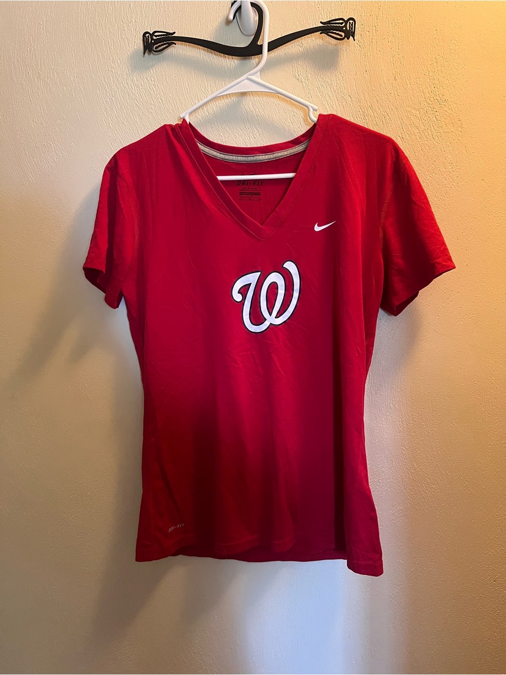 Nike Women's Red Washington Nationals V-Neck Shirt